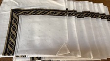 Vintage 1989 Sunweave Lenox Napkins Ivory Base w Black/Gold Scroll Set of 8. 18” picture