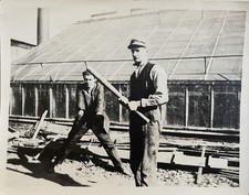 Antique Photo Flower Farm Workers Playing Baseball Greenhouse California 1925 picture