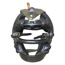 VTG Baseball Catcher Helmet Umpire Face Mask Black Single Bar 800B H65 Leather picture