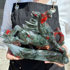 4LB Natural African Bloodstone Crystal Carved Quartz Horse Sculpture Reiki G8087 picture