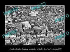 OLD LARGE HISTORIC PHOTO CROYDON LONDON ENGLAND AERIAL VIEW KEELEY ROAD c1940 picture