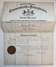 Civil War General James A. Beaver Signed 1889 Pennsylvania Notary Commission picture