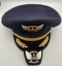 Vintage United Airlines Pilots Captains Hat and Badge picture