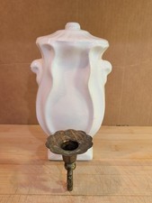Vintage Pink Porcelain Ceramic Wall Candle Sconce Brass Holder Ornate picture
