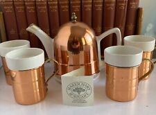 1986 Vintage • Baker Hart & Stewart • Copper & Ceramic Teapot/Coffee Pot & Mugs picture