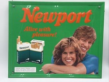 VINTAGE Original NEWPORT MenthCigarette AD Embossed Metal Sign 17 3/8
