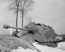 Knocked-Out German Jagdpanther Tank Destroyer WWII B&W Photo Print HT41361067 picture