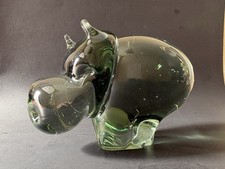 Glass Hippo Figurine Vintage Recycled Ngwenya Heavy Paperweight Eswatini Animal picture