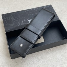 Montblanc Meisterstuck Edition Siena Black Leather 2Pen Case Pouch Holder BS176 picture