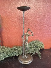 Vintage MCM Bronze Man Candle Holder Brutalist Figure Giacometti Style Abstract picture