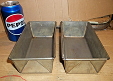 2 Vintage Folded Steel Meatloaf/Bread Loaf Pans 7 1/4