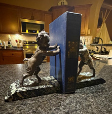 Antique Satyr Bronze & Marble Bookends, Circa 1890 picture