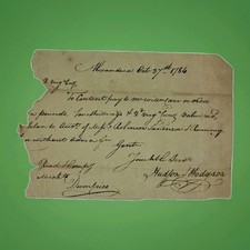 1784 Alexandria VA Merchant Order Signed by Hudson & Hodgson to Dumfries picture