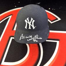 Bernie Williams Autographed New York Yankees Mini Flat Navy Helmet PSA picture