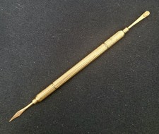 Antique Mechanical Gold Snuff Spoon & Toothpick~Retractible Victorian Rarity picture