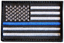 3.5 x 2  Tactical Police law enforcement Thin Blue Line usa Flag hook  Patch picture