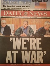 Newspapers-9/11- 'WE'RE AT WAR'-BUSH-BIN LADEN IS HISTORY, SUPERB NYC COVERAGE picture