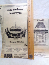1978 1979 DEC. 23 STAR WARS movie AD (2) piece vintage original re-release NYC picture