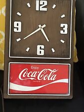 Vintage 1980s Coca Cola Wall Clock Impact International Plastic Wood Grain picture