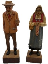 2 Hans Huggler Wyss Hand Carved Figures Man & Woman Brienze Switzerland 5