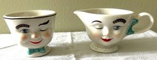 Vintage 1996 Baileys Irish Cream Winking Face Creamer & Open Sugar Bowl Set picture