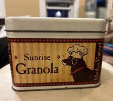 Vintage The Black Dog Marthas Vineyard Sunrise Granola Metal Tin Storage Box picture