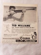 Crosman Pellguns TED WILLIAMS ORIGINAL PRINT AD 1958 picture