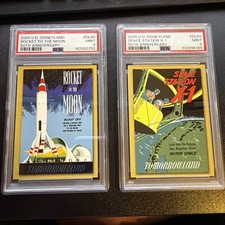 2005 UD Disneyland 50th Tomorrowland PSA 9 Lot (2) Rocket Moon, Space Station X1 picture