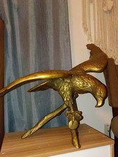 Vintage Brass Gold Perched Eagle Tabletop Decor Large picture
