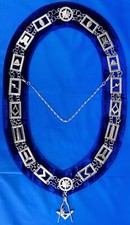 Masonic Blue Mason Lodge SILVER Collar Chain + Junior Deacon Jewel PACKAGE picture