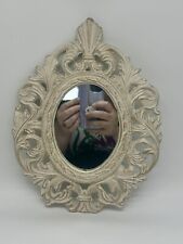 Vintage Cast Iron Wall Mirror Photo Frame Heavy Baroque Rococo Open Work 12x9” picture