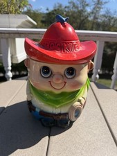 Vintage Ceramic Cowboy Character, Cookie Jar With Bluebird Jeans, Lasso Western picture