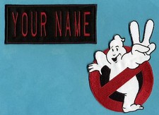 ADULT size Ghostbusters No Ghost 2  & Custom Name 2 Tag Patch Set: Iron on style picture