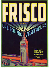 VTG Frisco Crate Label 1930 San Francisco California Ferry Building Salinas CA. picture