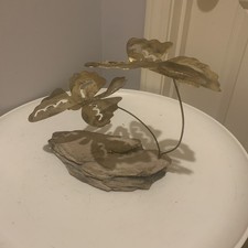 Vtg Mid Century 70s Metal Stone Sculpture Butterflies picture