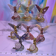 Set of 8Fairy Figurines Crystal Sphere Ball /Stone Butterfly Wings Fantasy Decor picture