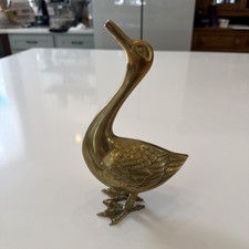Vintage Brass Goose Figurine Statuette Mid Century Modern Decor MCM 9
