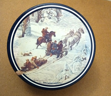 Vintage Saturday Evening Post Winter Sleigh Ride Tin John Clymer Christmas picture