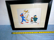 VINTAGE 1992 BOZO THE CLOWN SERIGRAPH BASEBALL CEL FRAMED - 16 x 13 in - L557 picture