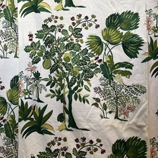 4 XL Vintage Barkcloth Tropical Palms Yucca Biomorphic Panels 44” X 90” FAB picture