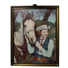 Vintage Dale Evans Framed Color Print Western Cowgirl Horse Gold Tone Frame picture