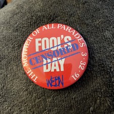 Vintage 1991 WEBN Fools Day Censored Button Pin 3/32/91 RARE picture