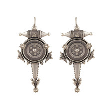 ANTIQUE / VINTAGE NAVAJO INDIAN SILVER PLATED DANGLER EARRINGS - OLD + NICE picture