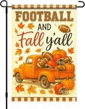Football and Fall Yall Garden Flag Pumpkin Decor 12x18 Inch | Double sided picture