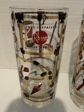 VTG Rheem bar ware Promo Glasses Set of 2 Collectible Drinkware picture