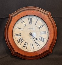 Vintage Waltham Quartz Federal Style Wood Wall Clock Convex Dome Glass USA RUNS picture