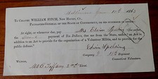 CIVIL WAR PAYMENT VOUCHER - EDWIN SPALDING 18th CT Reg. 1863 picture