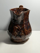 Antique 19th Century Rockingham Bennington Pitcher Eagle American Flags picture