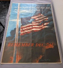 Remember Dec 7th Original WWll 1942 Vintage Pearl Harbor Poster 28 X 40 Large picture