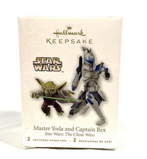 NEW Star Wars Master Yoda and Captain Rex Hallmark Keepsake Ornaments picture